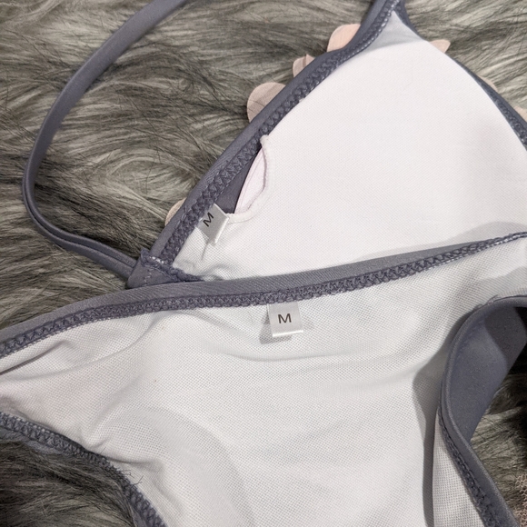 2 pc bikini, gray with pink flowers - Picture 3 of 5